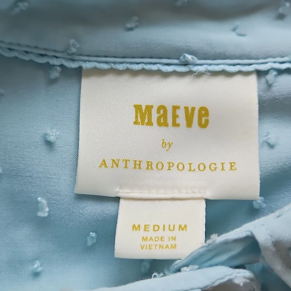 Anthropologie Maeve Blue Rosa Swiss Dot Blouse - Picture 6 of 7